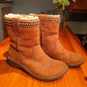 Ugg Leather Sheepskin Embroidered Winter Boots